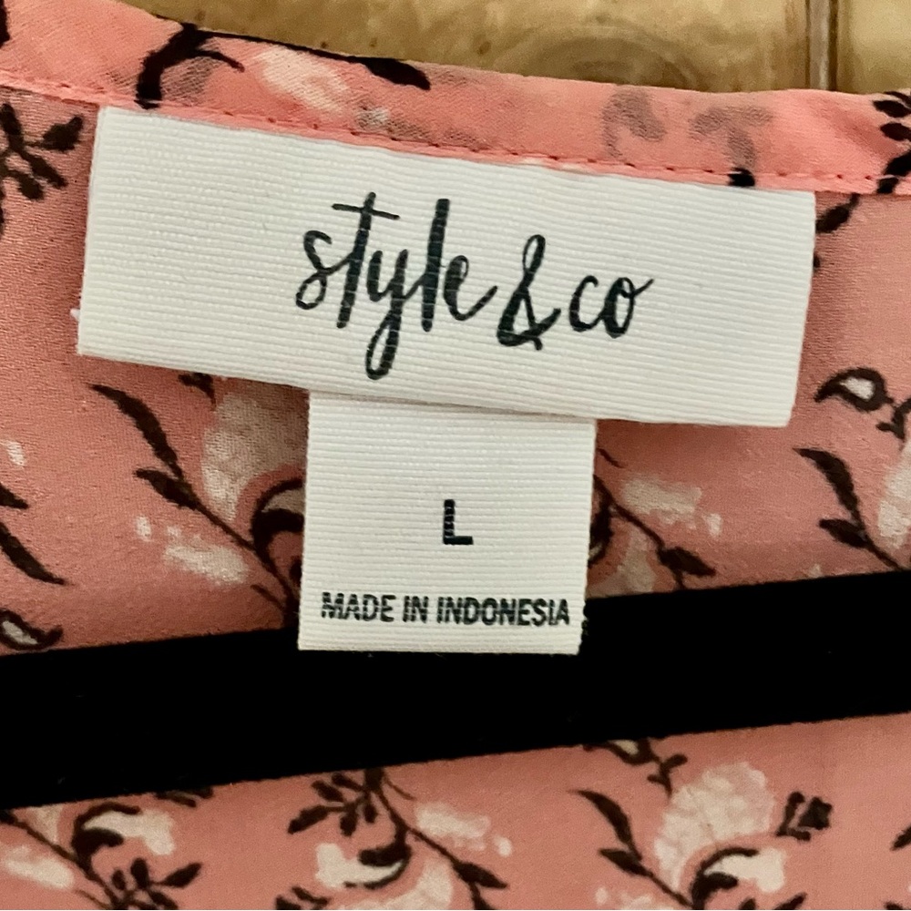 Style & Co. Cold-Shoulder Tunic Size L Pink/Peach Gray White Black - Picture 7 of 8